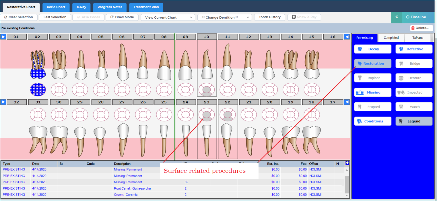 How do I graphically chart a patient’s pre-existing dental condition ...
