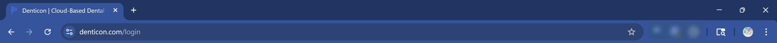 Browser tab with Denticon's login showing. This is incorrect and users should not doe this.