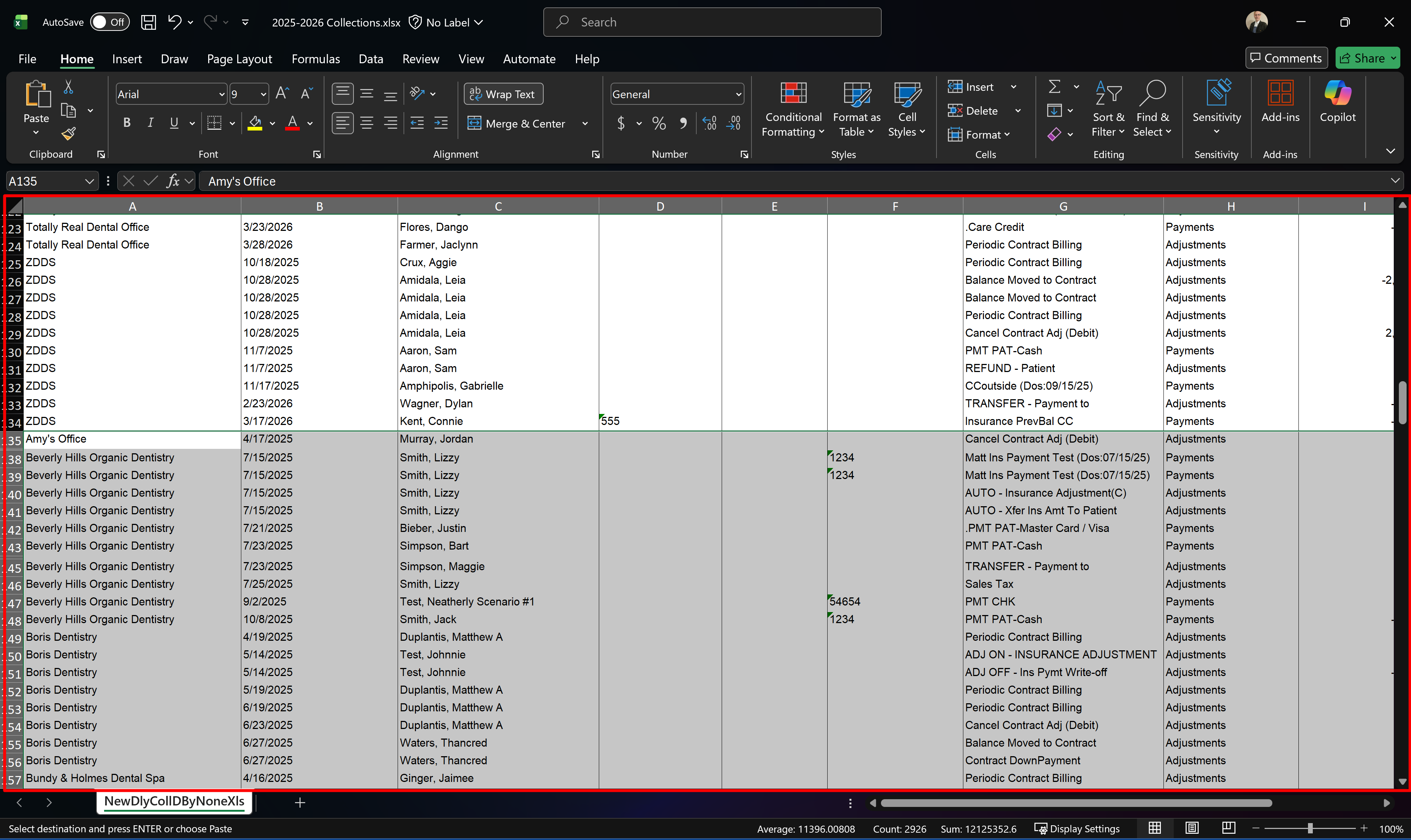 Once pasted, you should now see entries from the other report added to this one. 