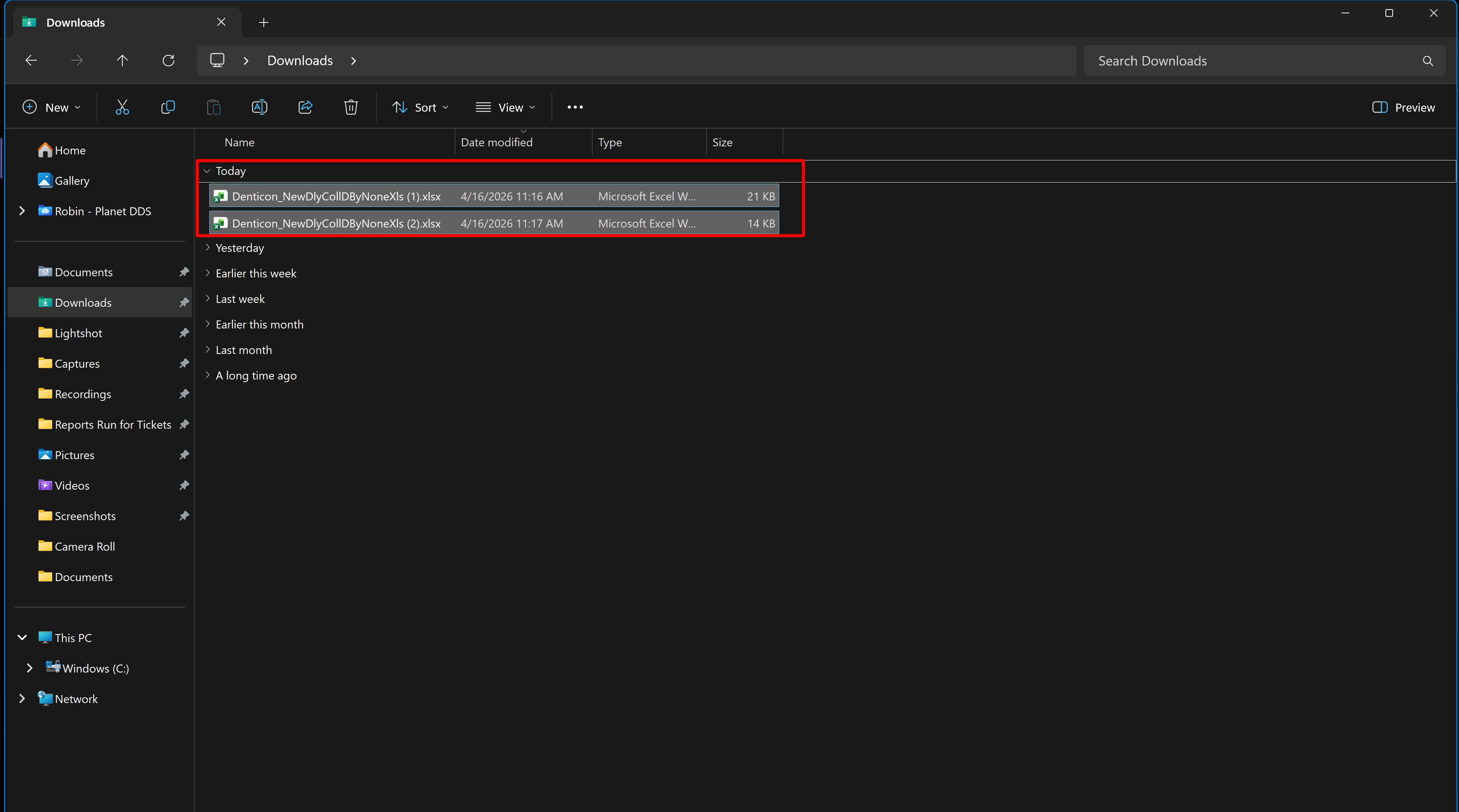 Open your local device's Downloads folder to see the reports run