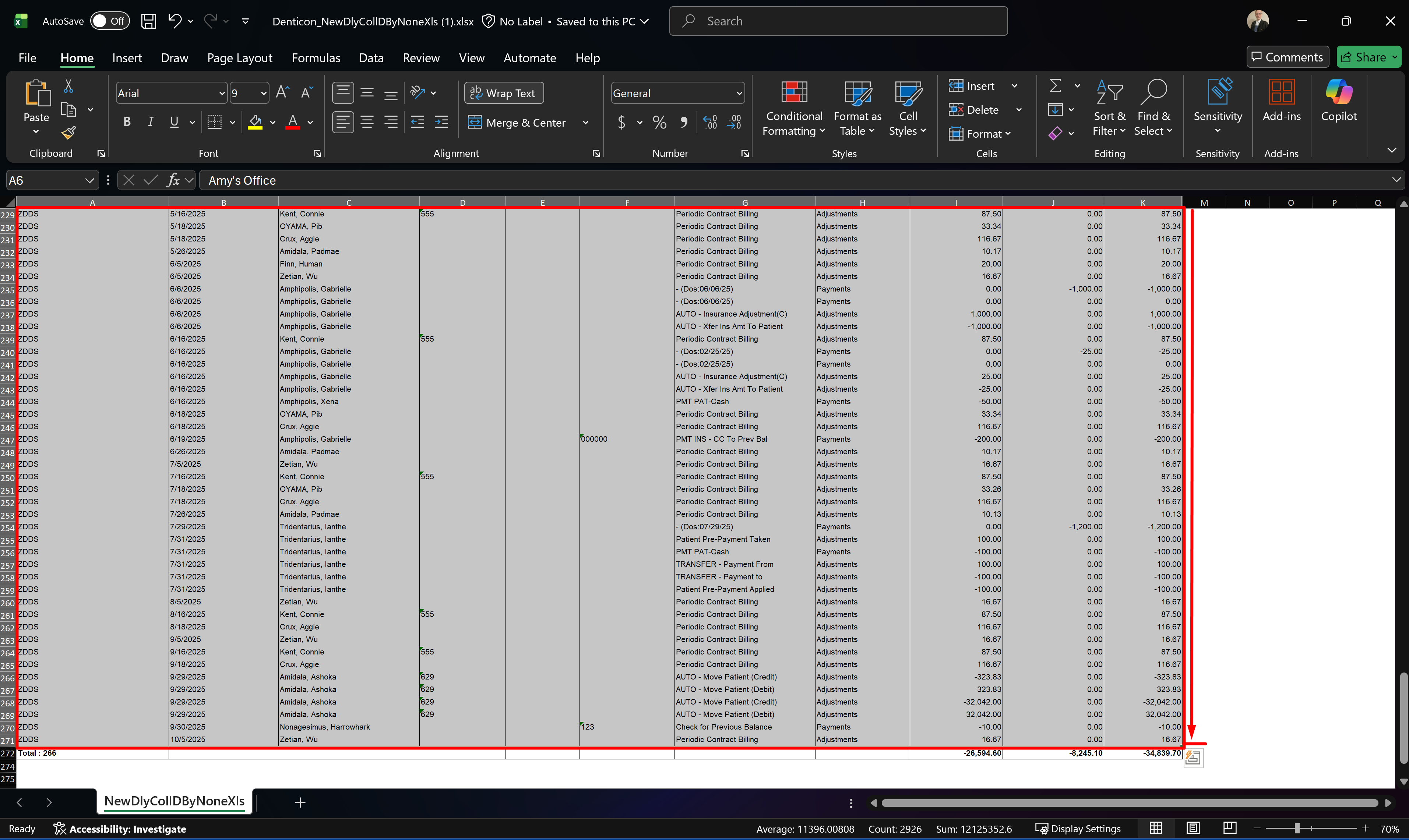You can left click and hold from the first cell with entry data (DO NOT INCLUDE HEADERS) to the final cell with report entries (DO NOT INCLUDE FOOTERS).