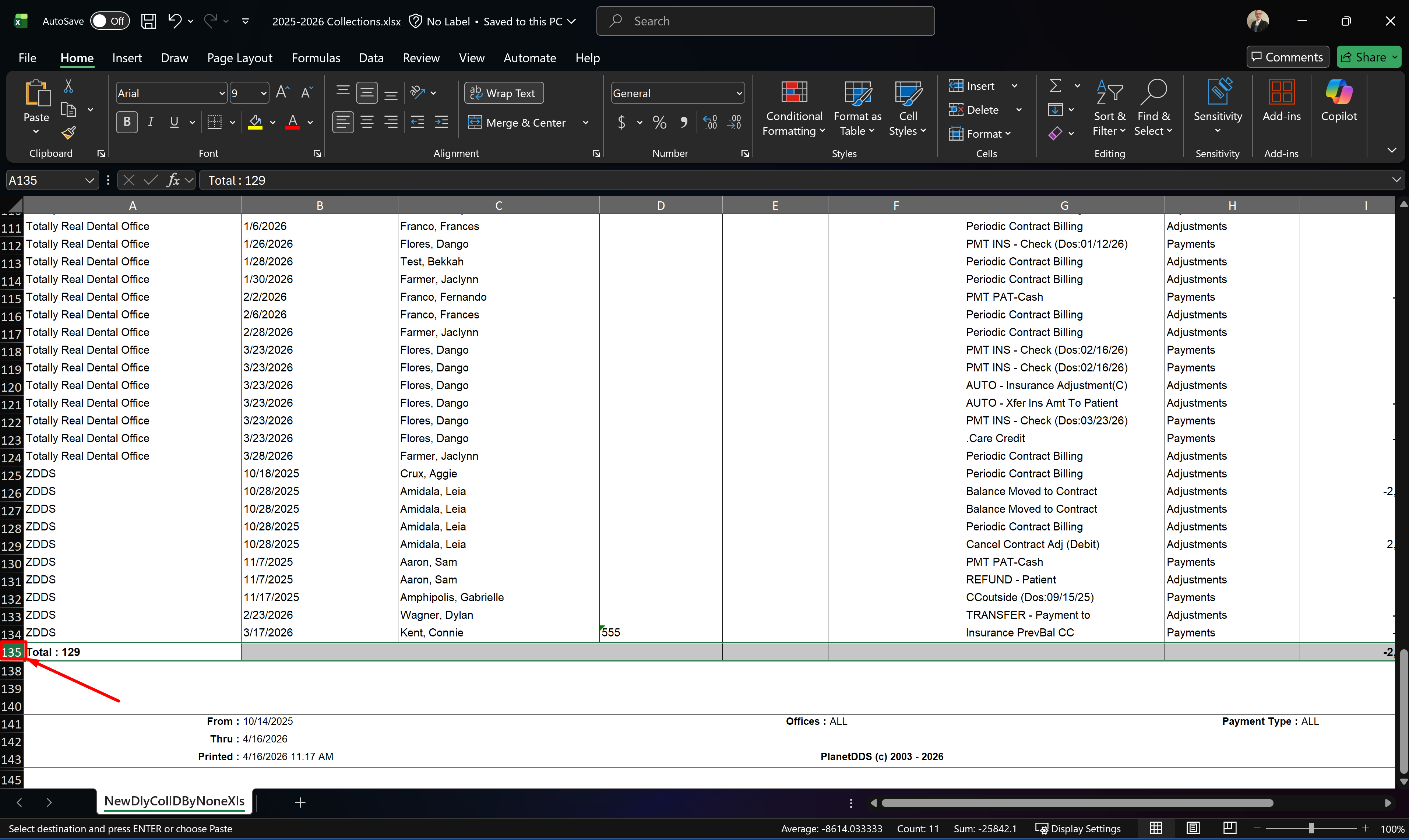 Return to your custom named copy of your new report to combine all data. Click the final row the report (footer with Total for example) and right click.