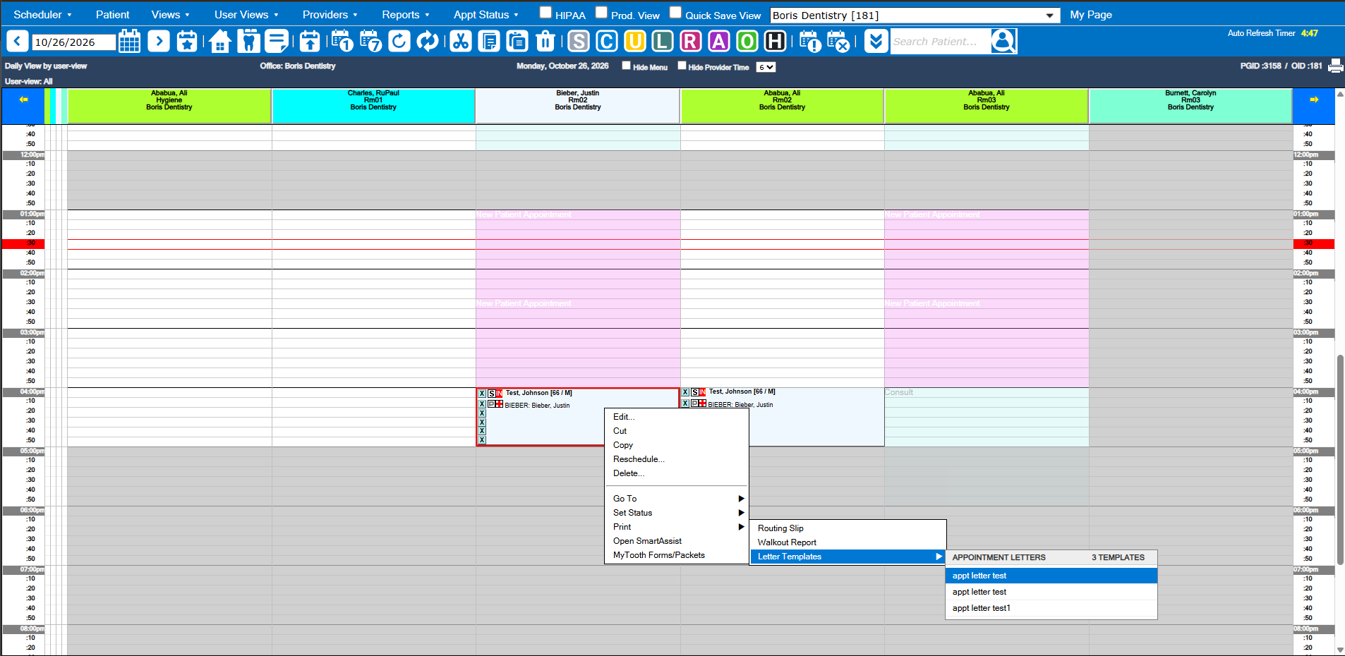 Appointment Book: Letter Templates on the Right-Click Print Menu ...